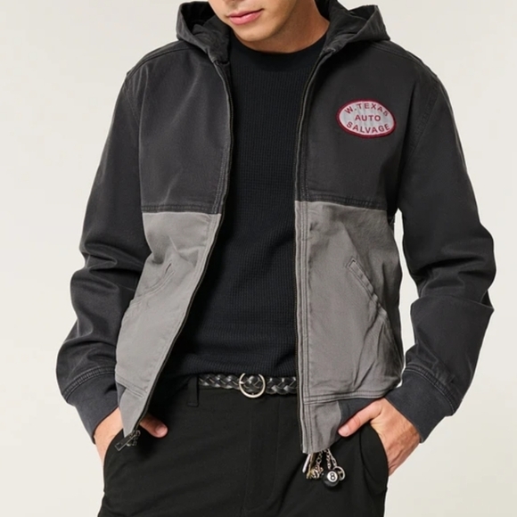 Men's Workwear jacket Hollister Black Gray XL Hoodie